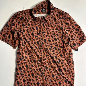Men's Vibrant Orange and Black Camouflage Shirt
